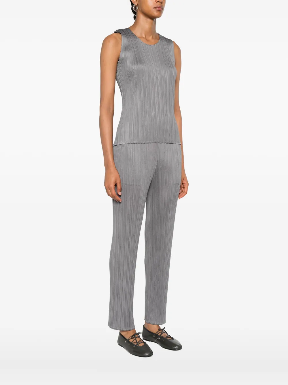 Pleats Please Issey Miyake Geplooide tanktop Grijs