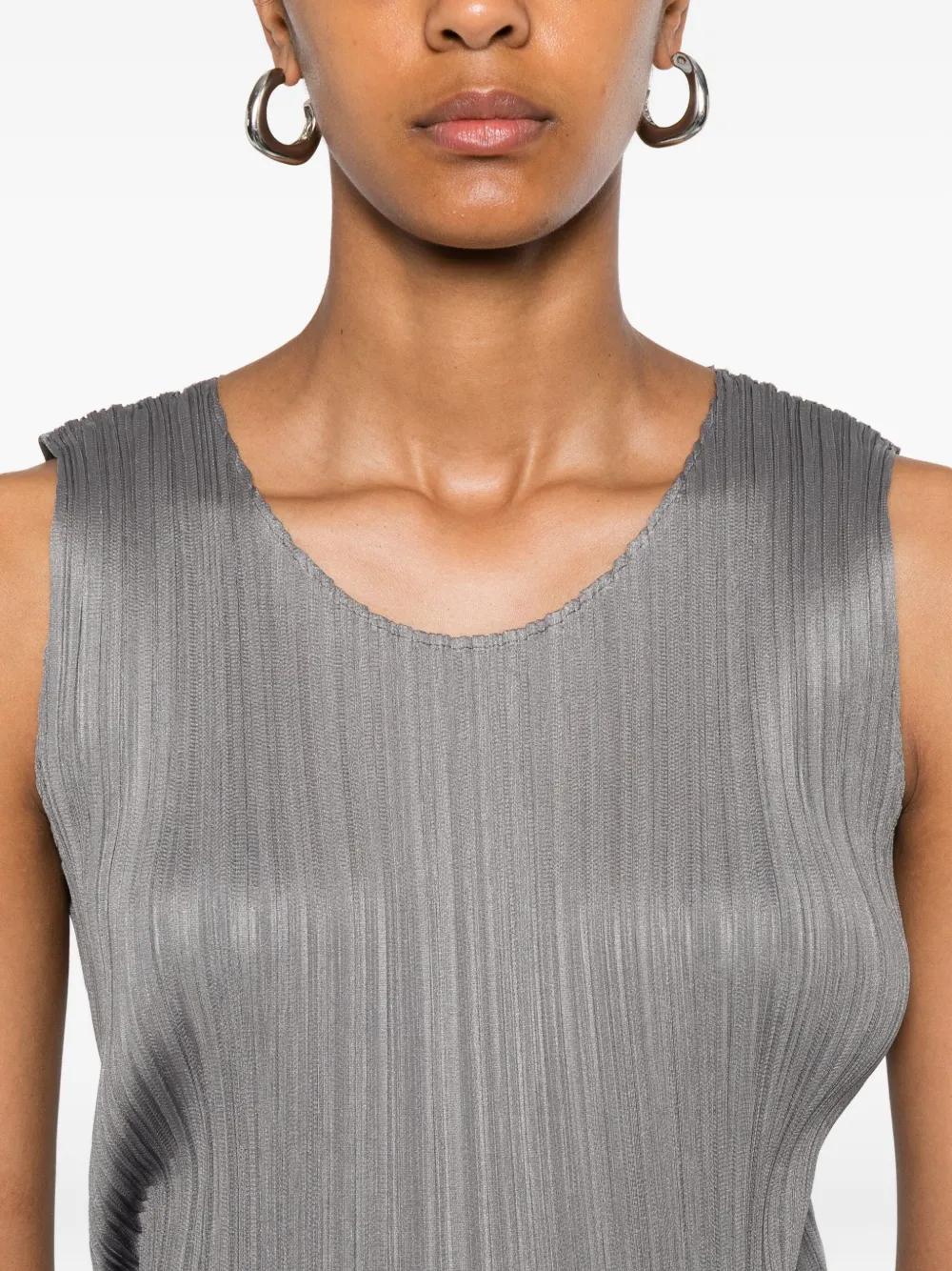 Pleats Please Issey Miyake Geplooide tanktop Grijs
