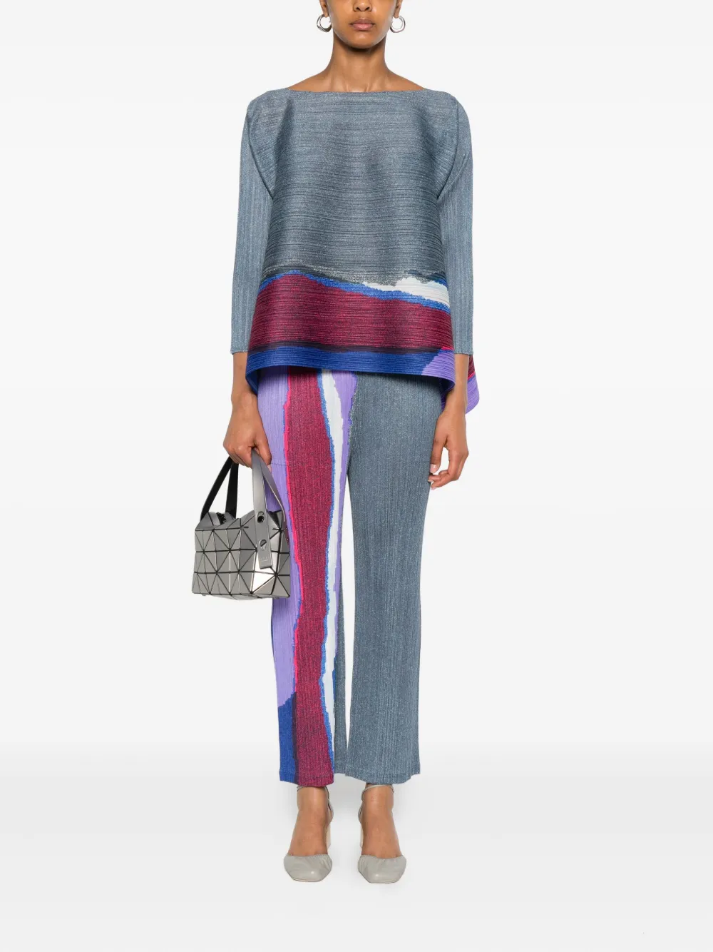 Pleats Please Issey Miyake pleated abstract-print top | Blouses | Image 2