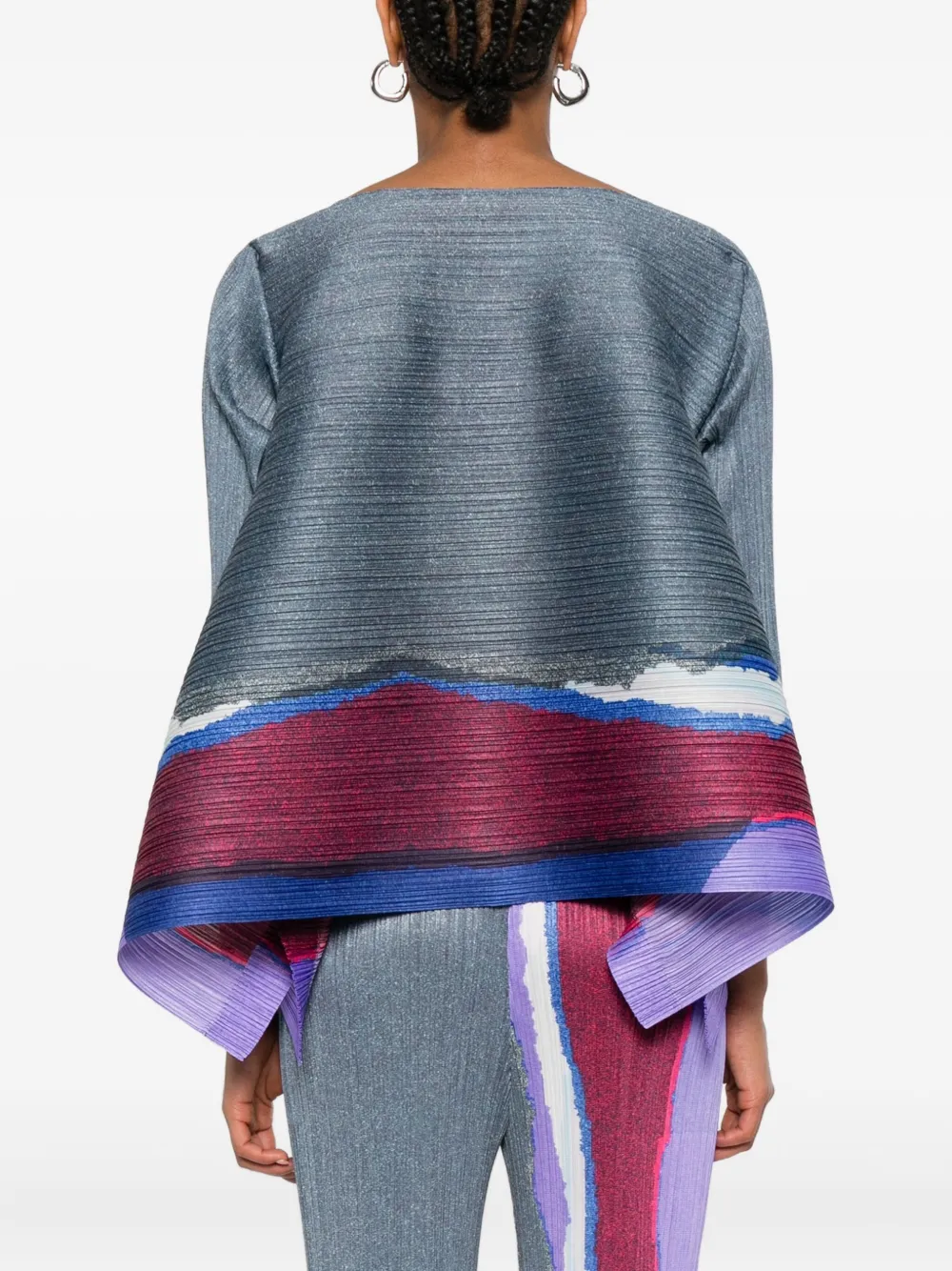 Pleats Please Issey Miyake Top met abstracte print en plooien Blauw