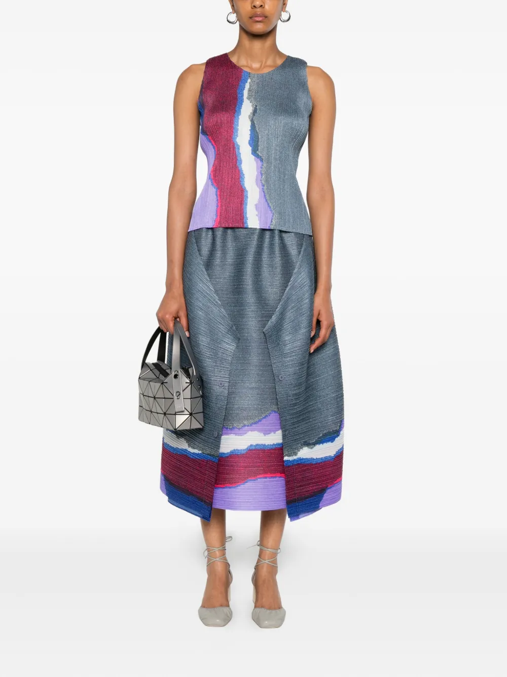 Pleats Please Issey Miyake Grainy Colors geplooide midi-rok Blauw