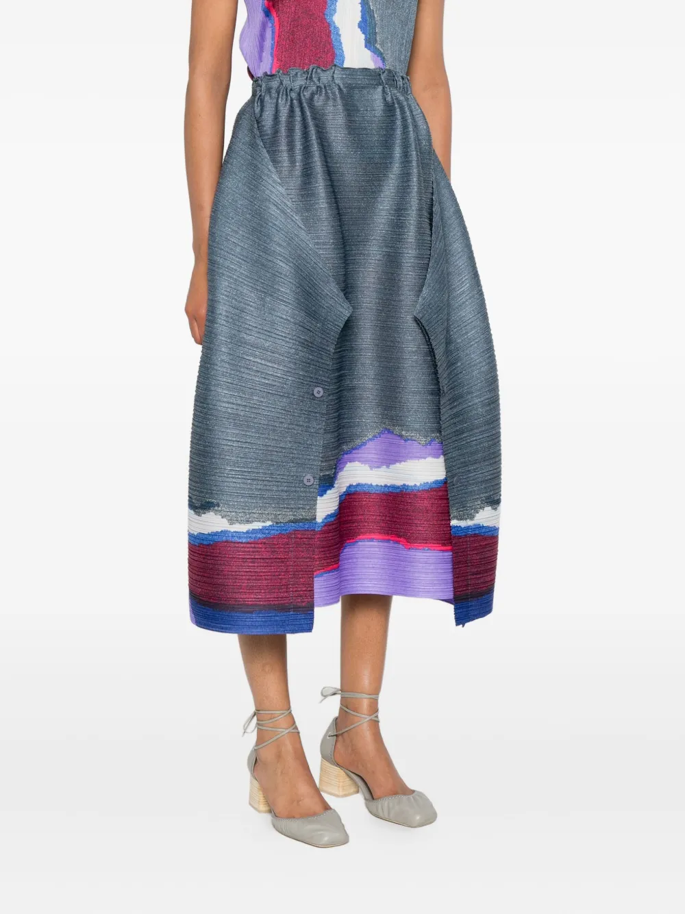 Pleats Please Issey Miyake Grainy Colors geplooide midi-rok Blauw