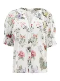 alice + olivia puff-sleeve floral blouse - White