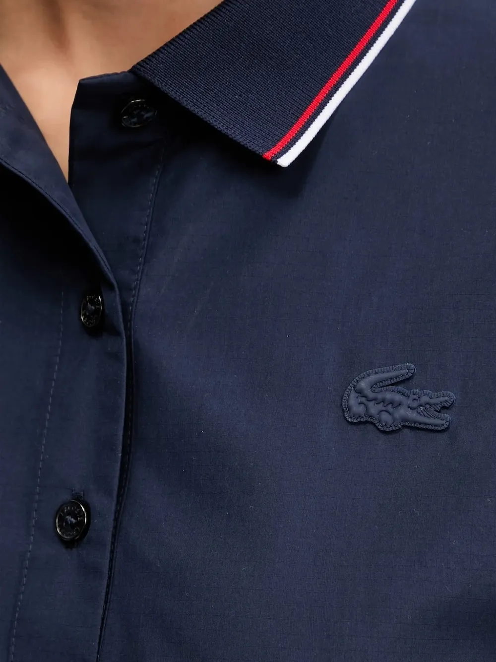 Lacoste perforated-panel polo shirt Blauw