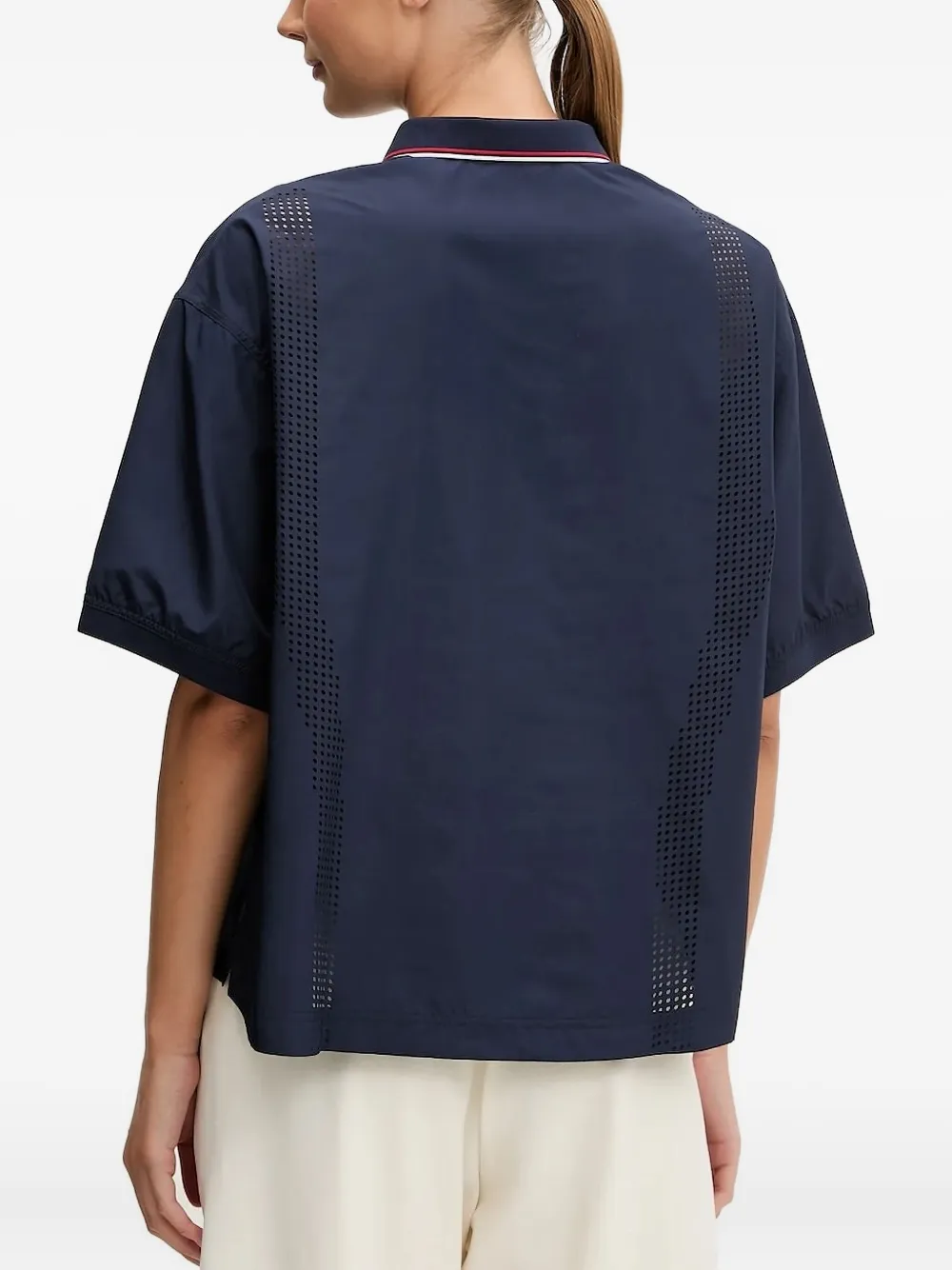Lacoste Poloshirt met geperforeerd vlak - Blauw
