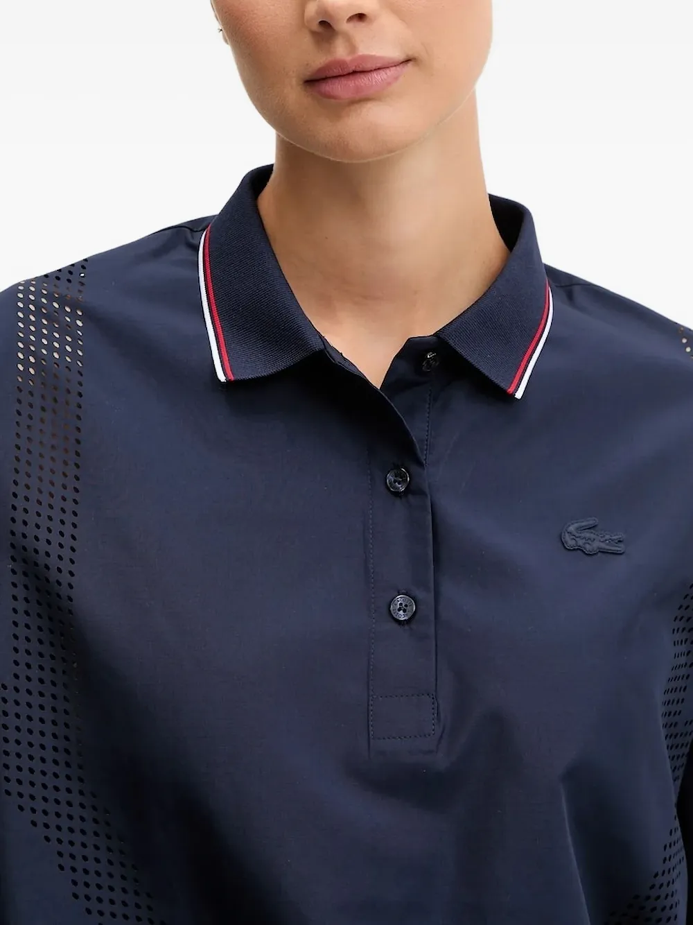 Lacoste perforated-panel polo shirt Blauw