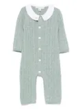 Tartine Et Chocolat cable-knit Peter Pan collar romper - Green