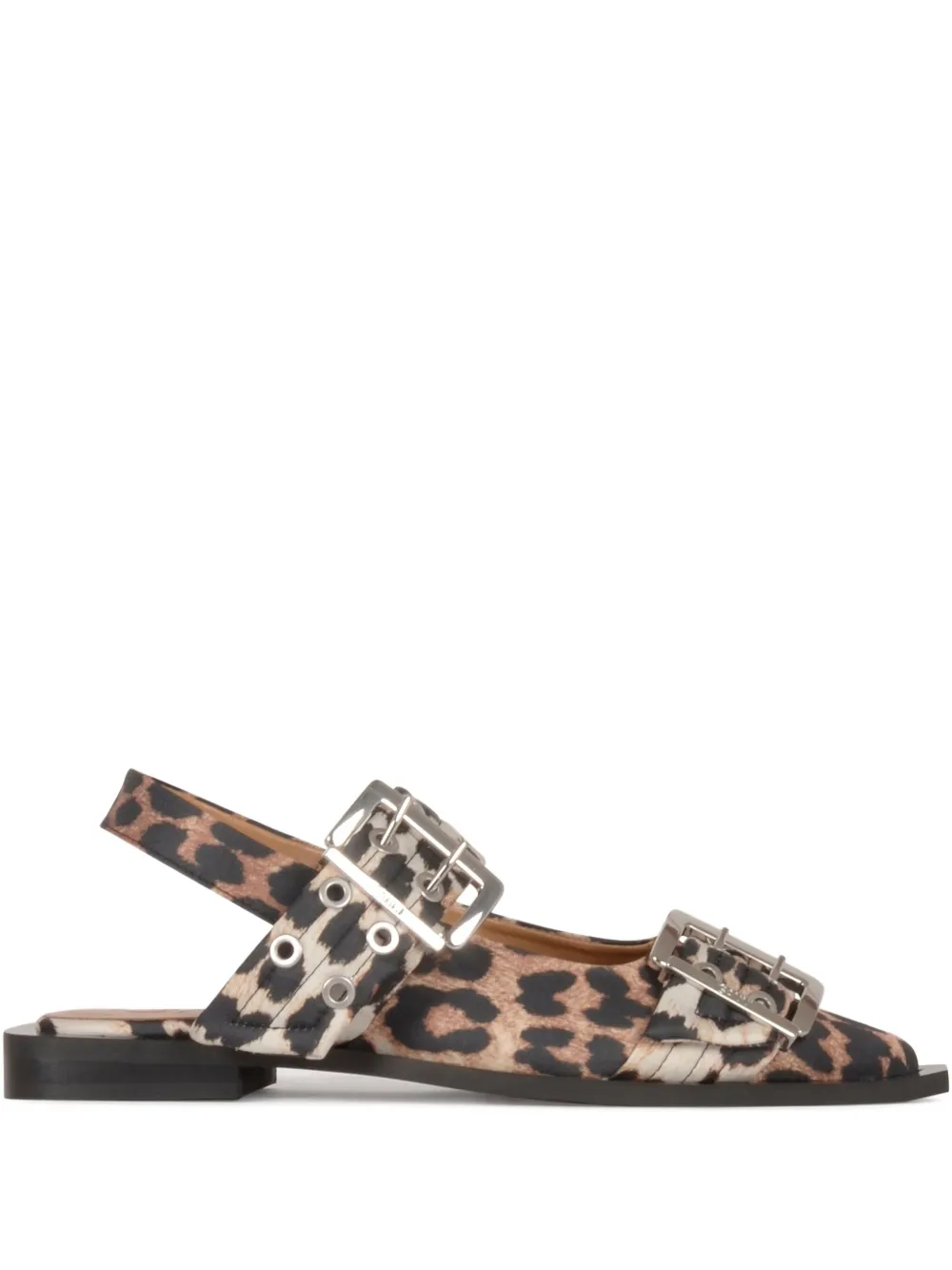 GANNI leopard-print ballet flats Brown