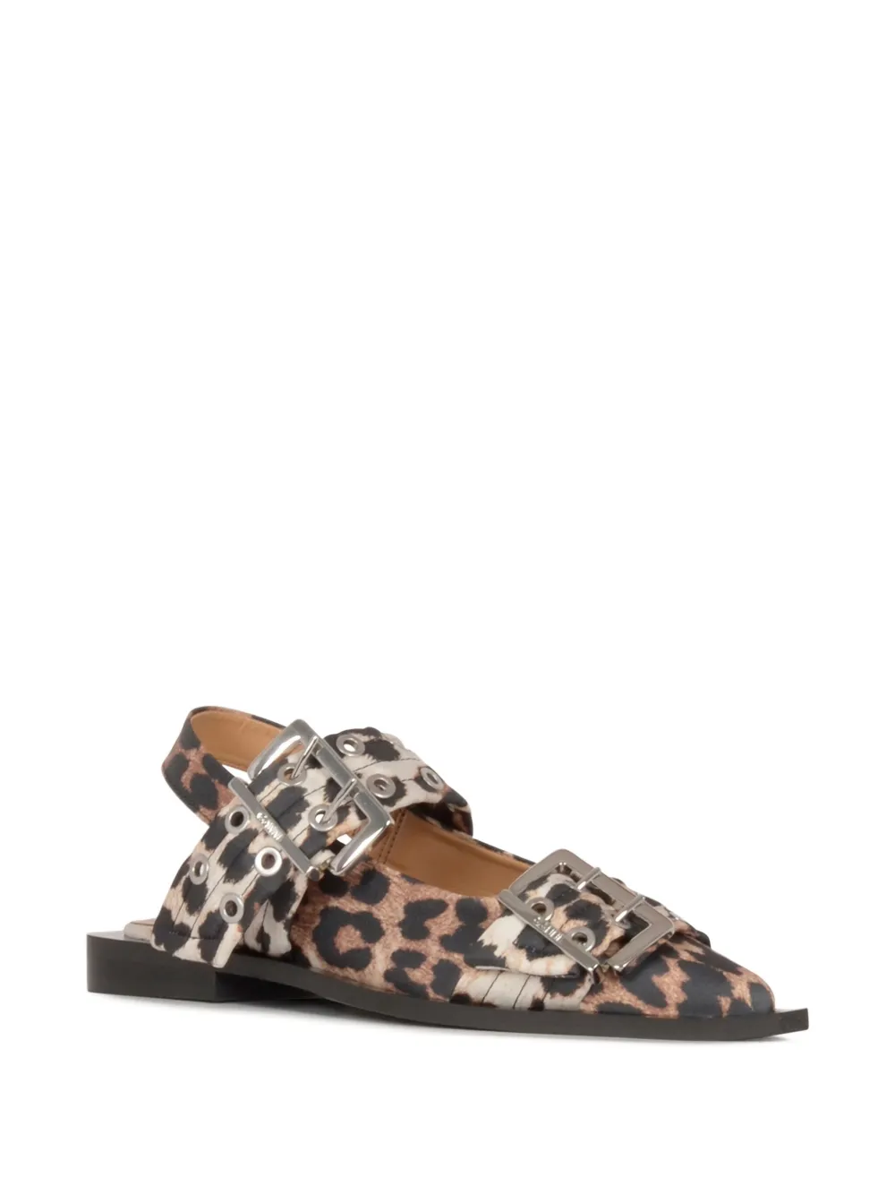GANNI leopard-print ballet flats Brown