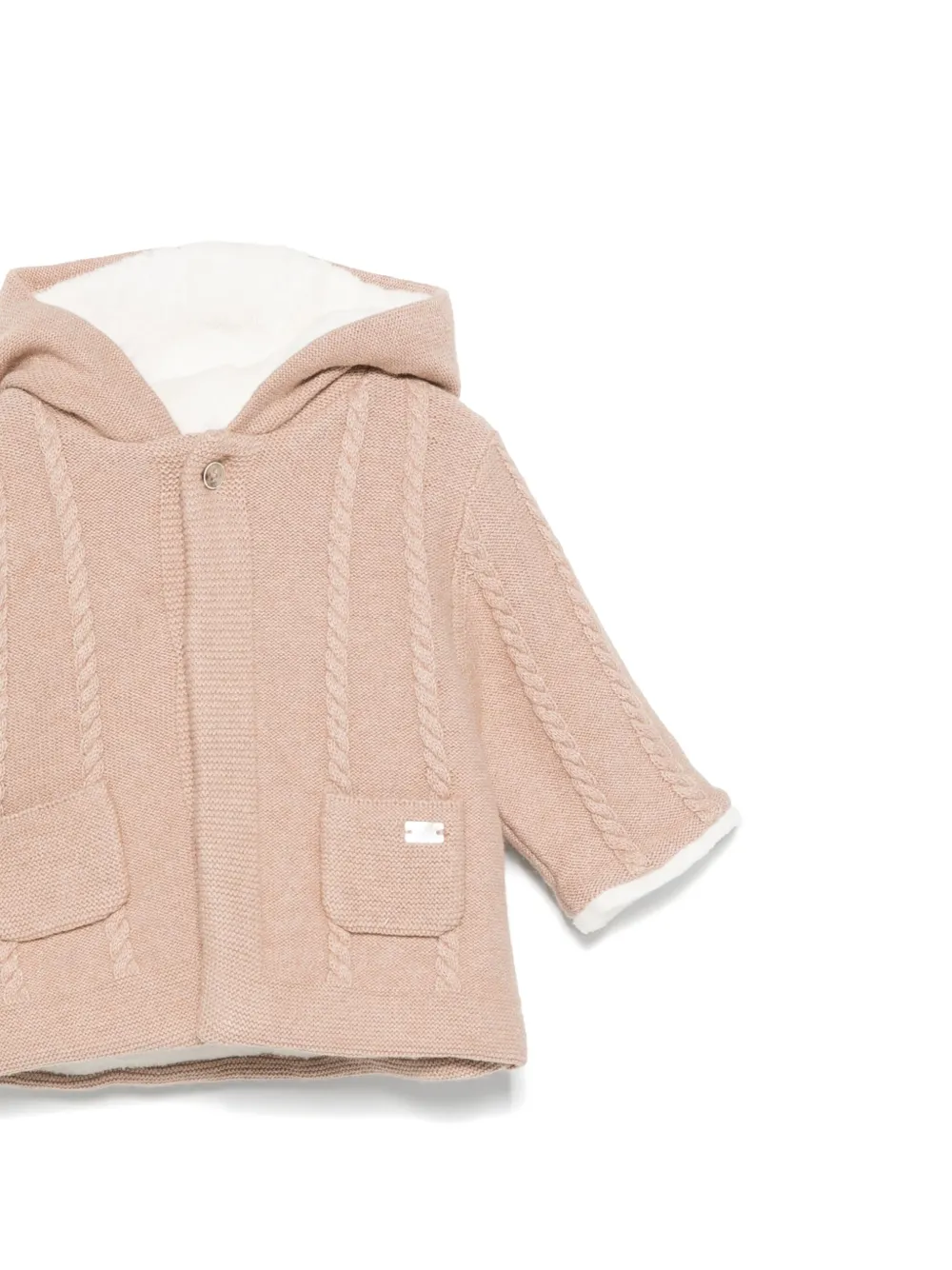 Tartine Et Chocolat knitted-texture hooded jacket Beige