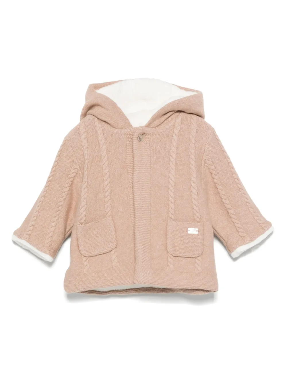 Tartine Et Chocolat knitted-texture hooded jacket Beige