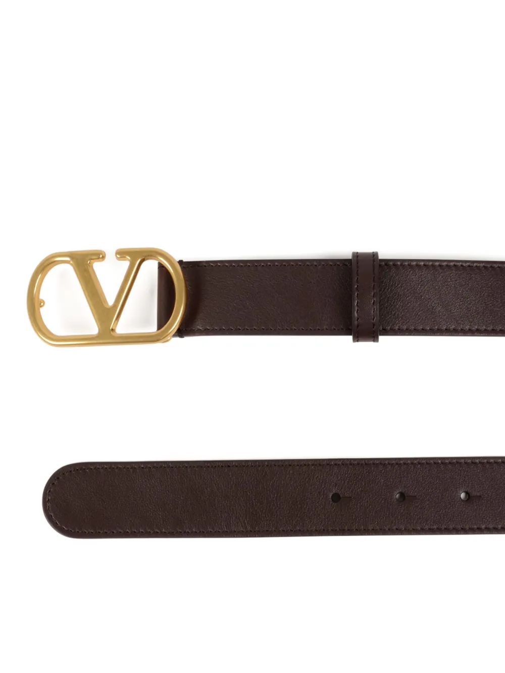 Valentino Garavani leather V-logo buckle belt Bruin
