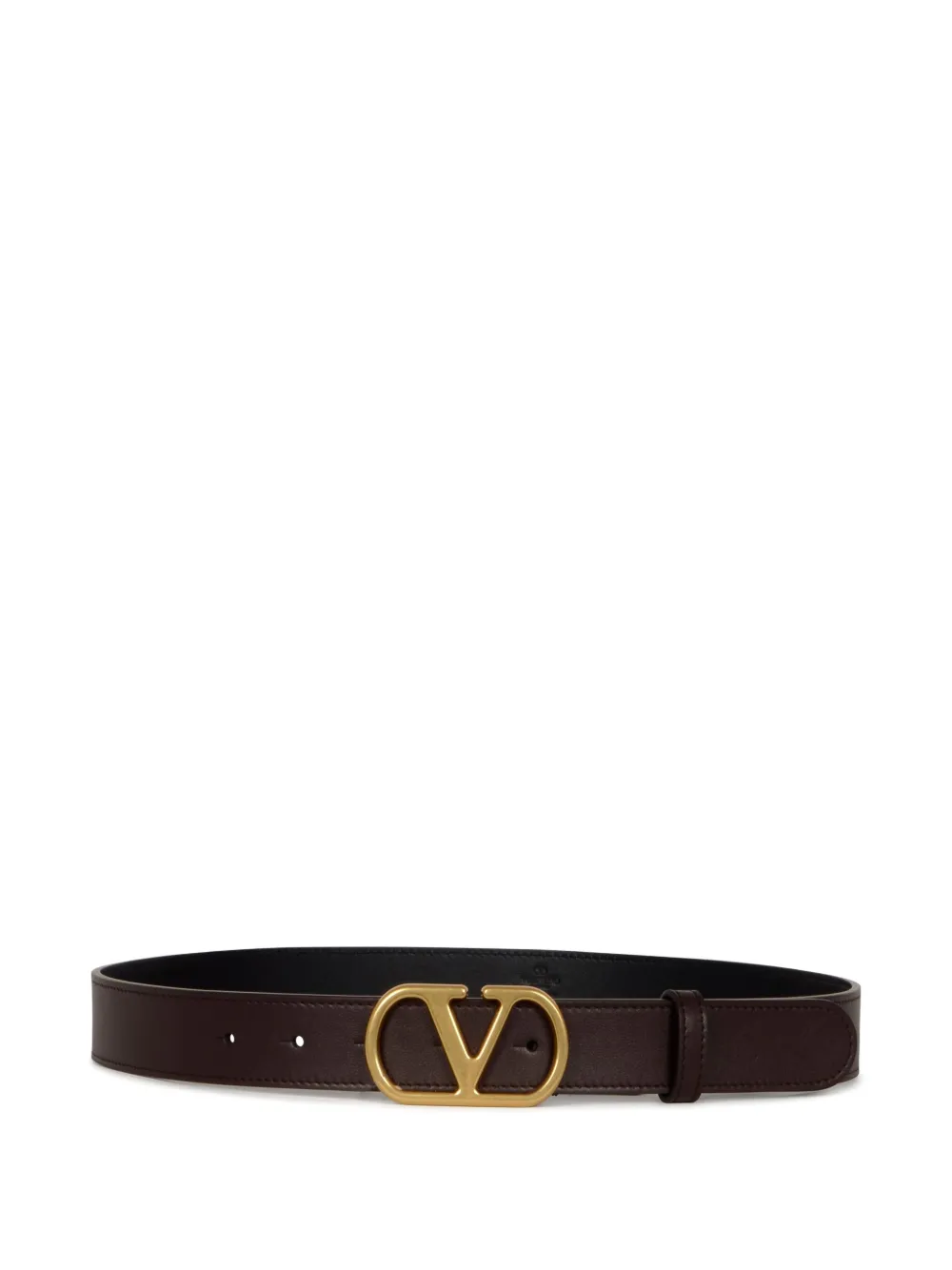 Valentino Garavani leather V-logo buckle belt Bruin