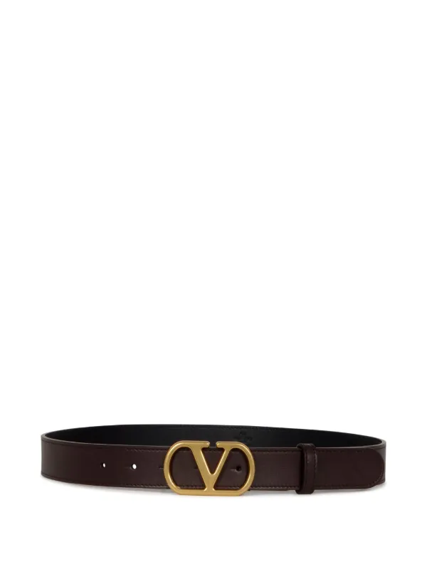 Valentino Brown Leather \'V\' Buckle Belt Valentino Garavani – Valentino Garavani VLogo Leather Belt  main image 4