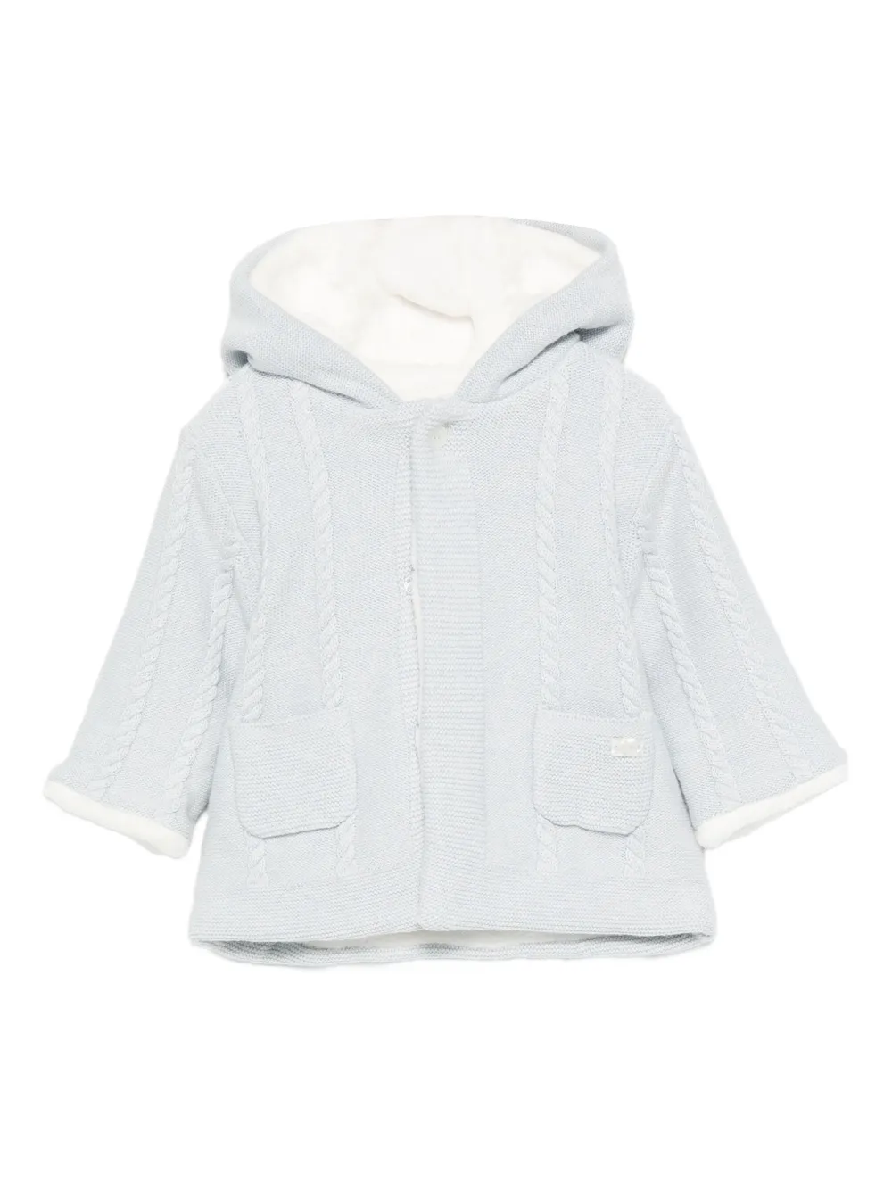 Tartine Et Chocolat knitted-texture hooded jacket Blauw