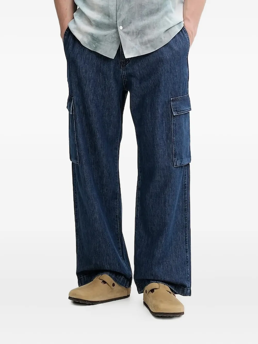 IRO Jeans met wijde pijpen en cargo zakken Blauw