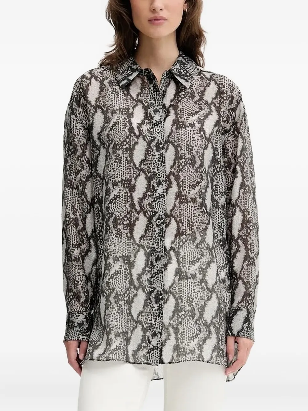 IRO ALOUNE snakeskin print shirt Zwart