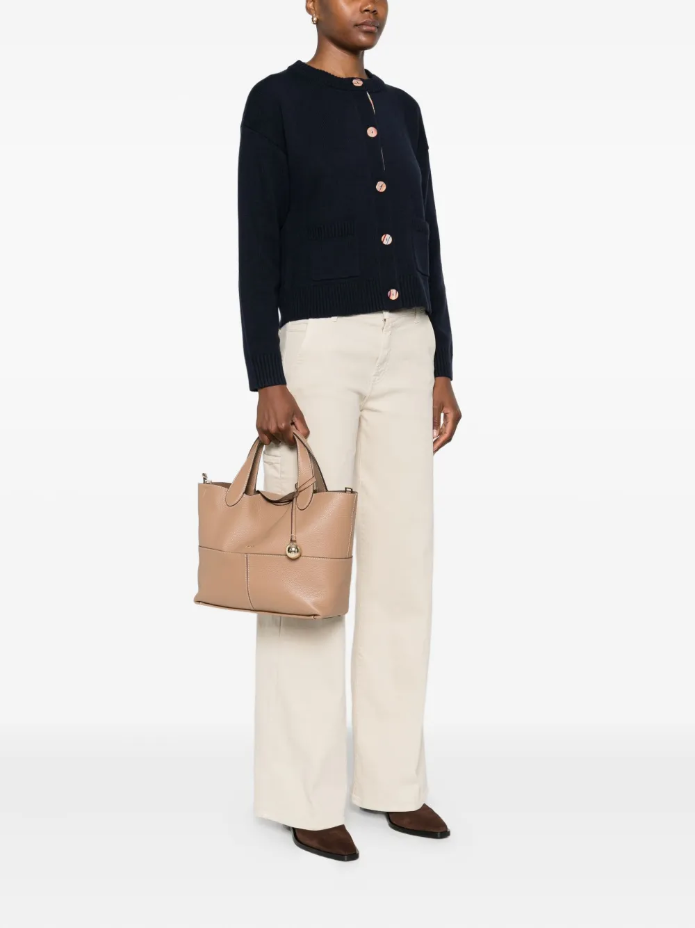 Furla Shopper met bal detail Bruin