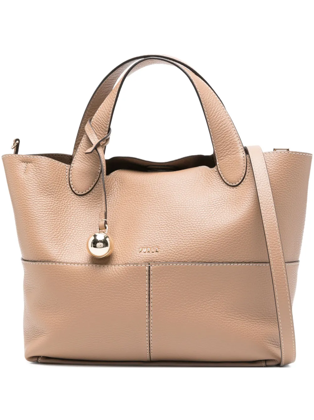 Furla Shopper met bal detail Bruin