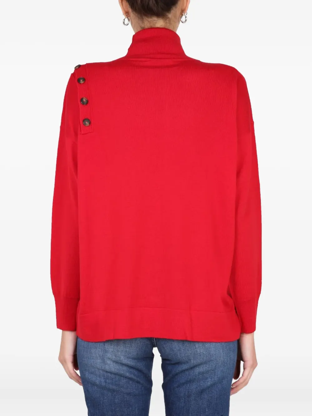 Stefano Mortari Button Turtleneck Sweater In Red