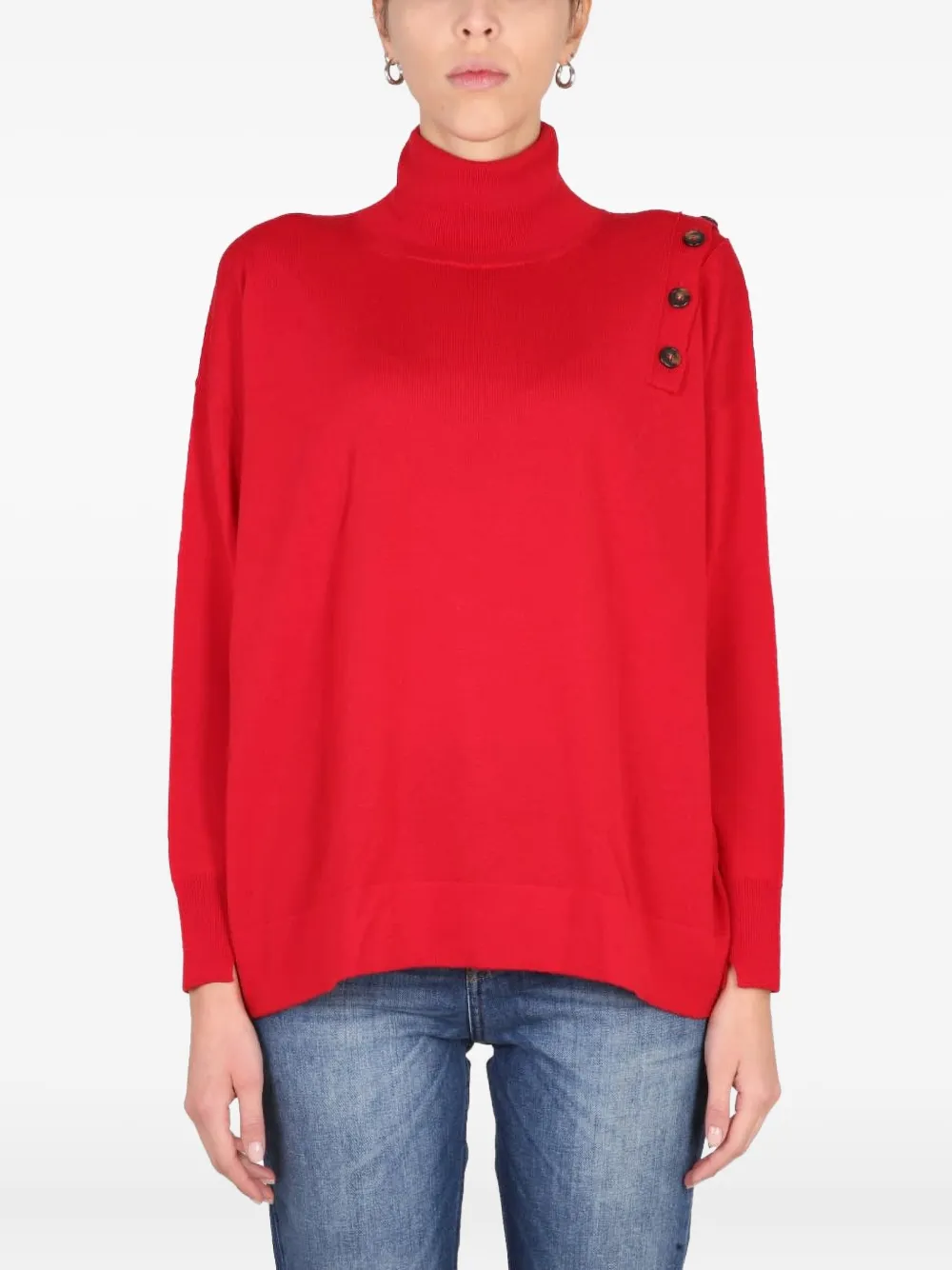 Stefano Mortari Button Turtleneck Sweater In Red