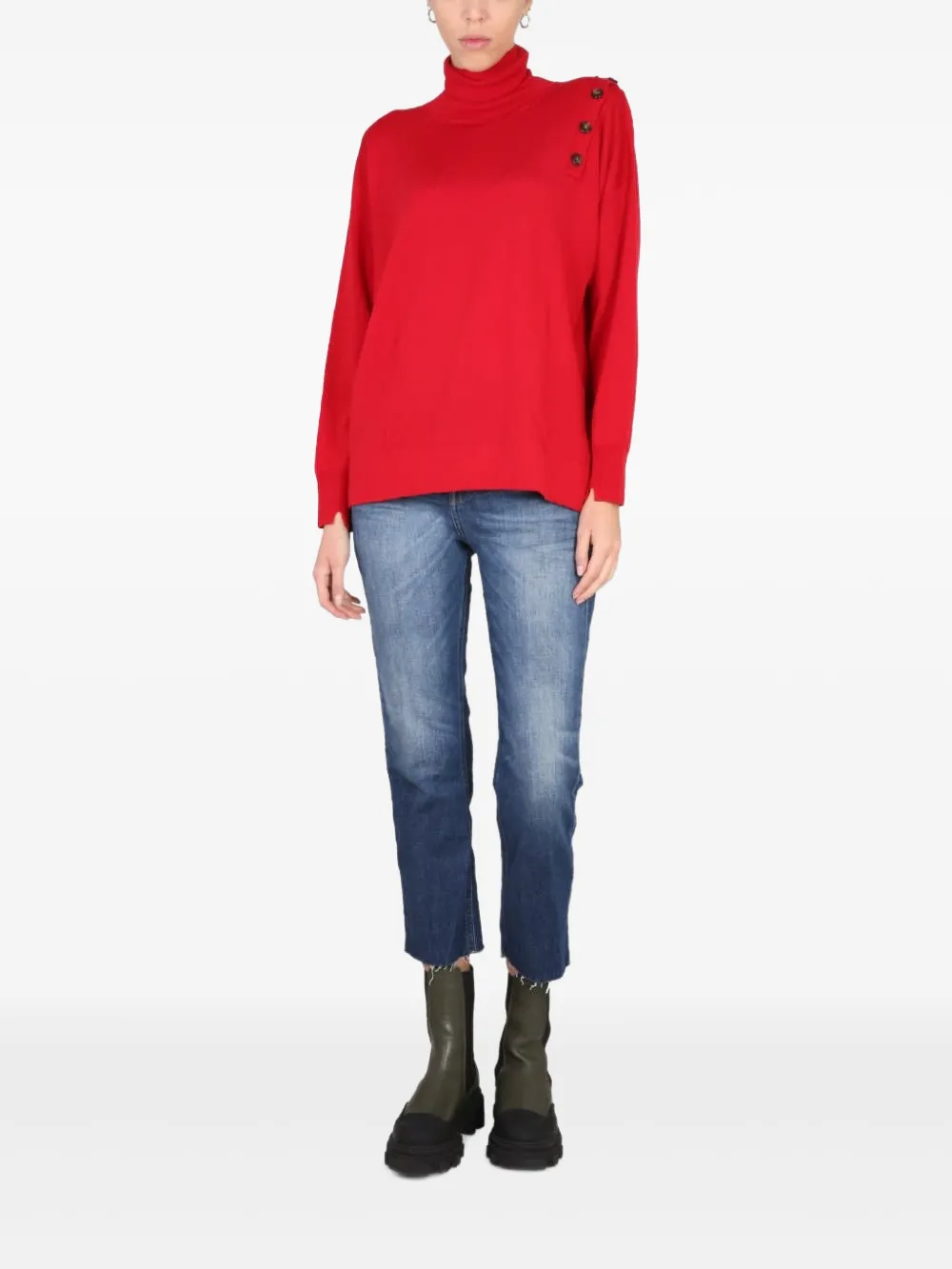 Stefano Mortari Button Turtleneck Sweater In Red