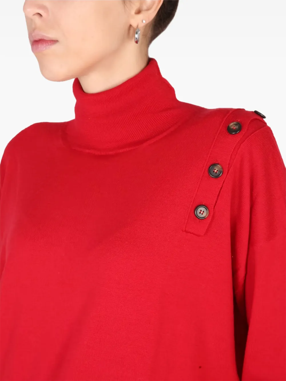 Stefano Mortari Button Turtleneck Sweater In Red