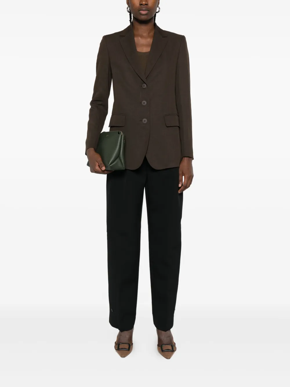 Max Mara Three-button Acetate Blazer In Brown
