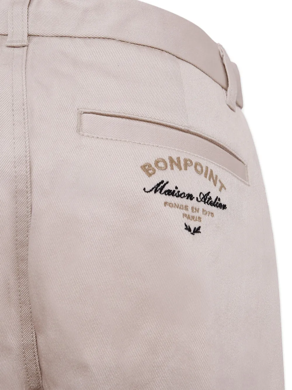 Bonpoint Broek met geborduurd logo Beige