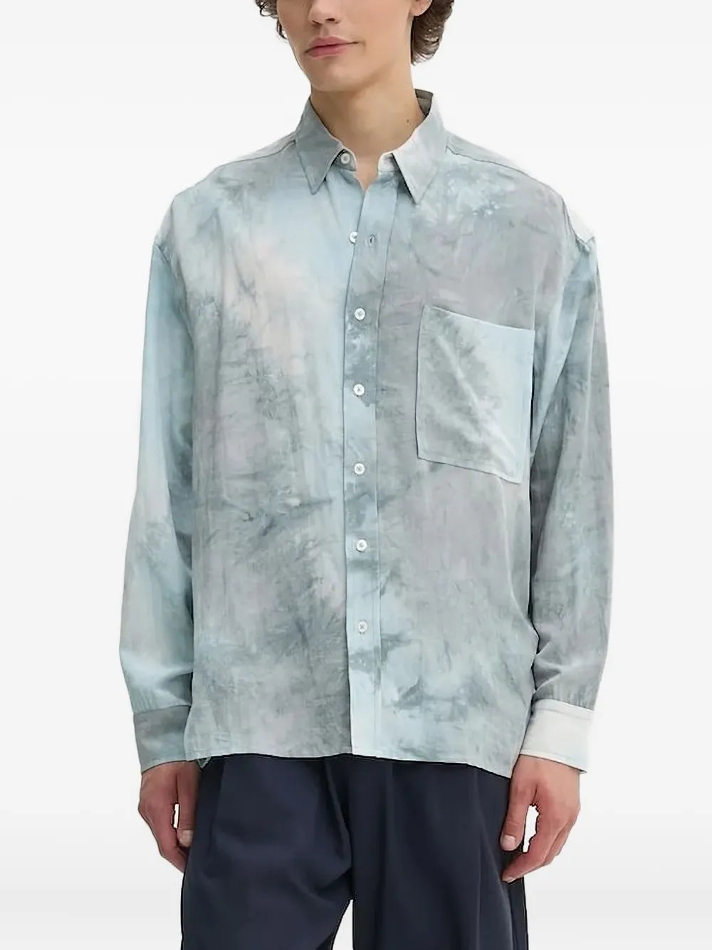 Iro Tie-dye Patch-pocket Shirt In Blue