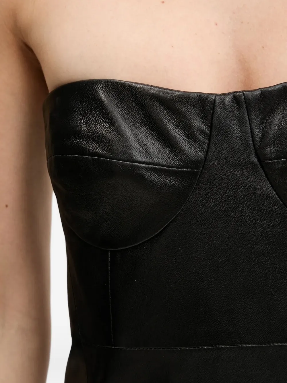 IRO BETTI strapless leather bodice midi dress Zwart