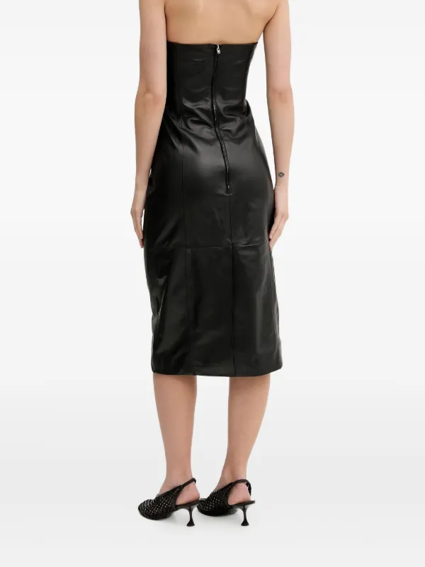 IRO BETTI Strapless Leather Bodice Midi Dress | Black | FARFETCH IRO BETTI Strapless Leather Bodice Midi Dress | Black | FARFETCH