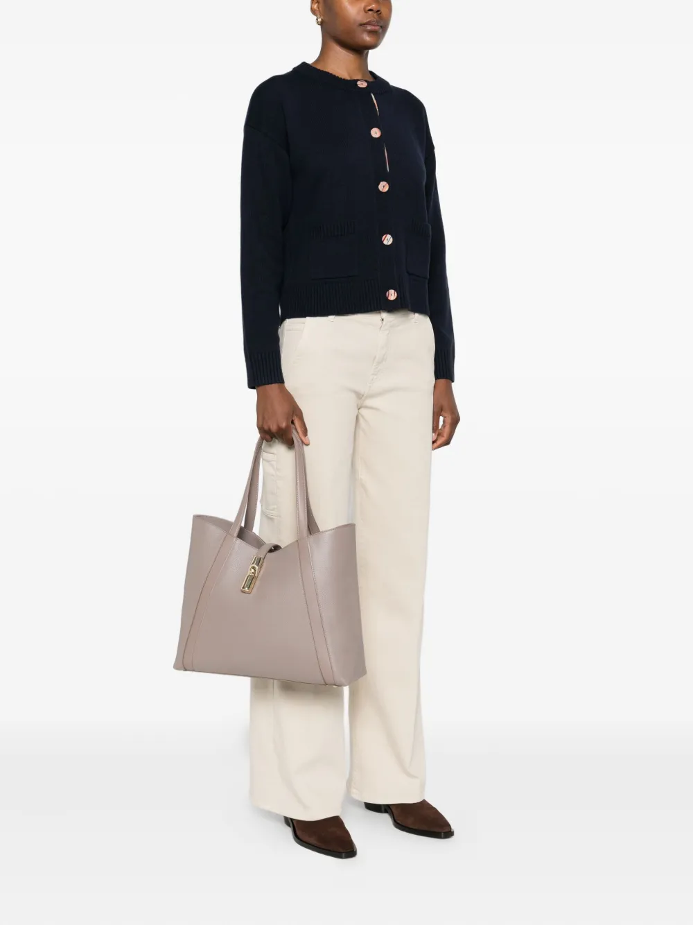 Furla Goccia grote shopper met gesp Grijs