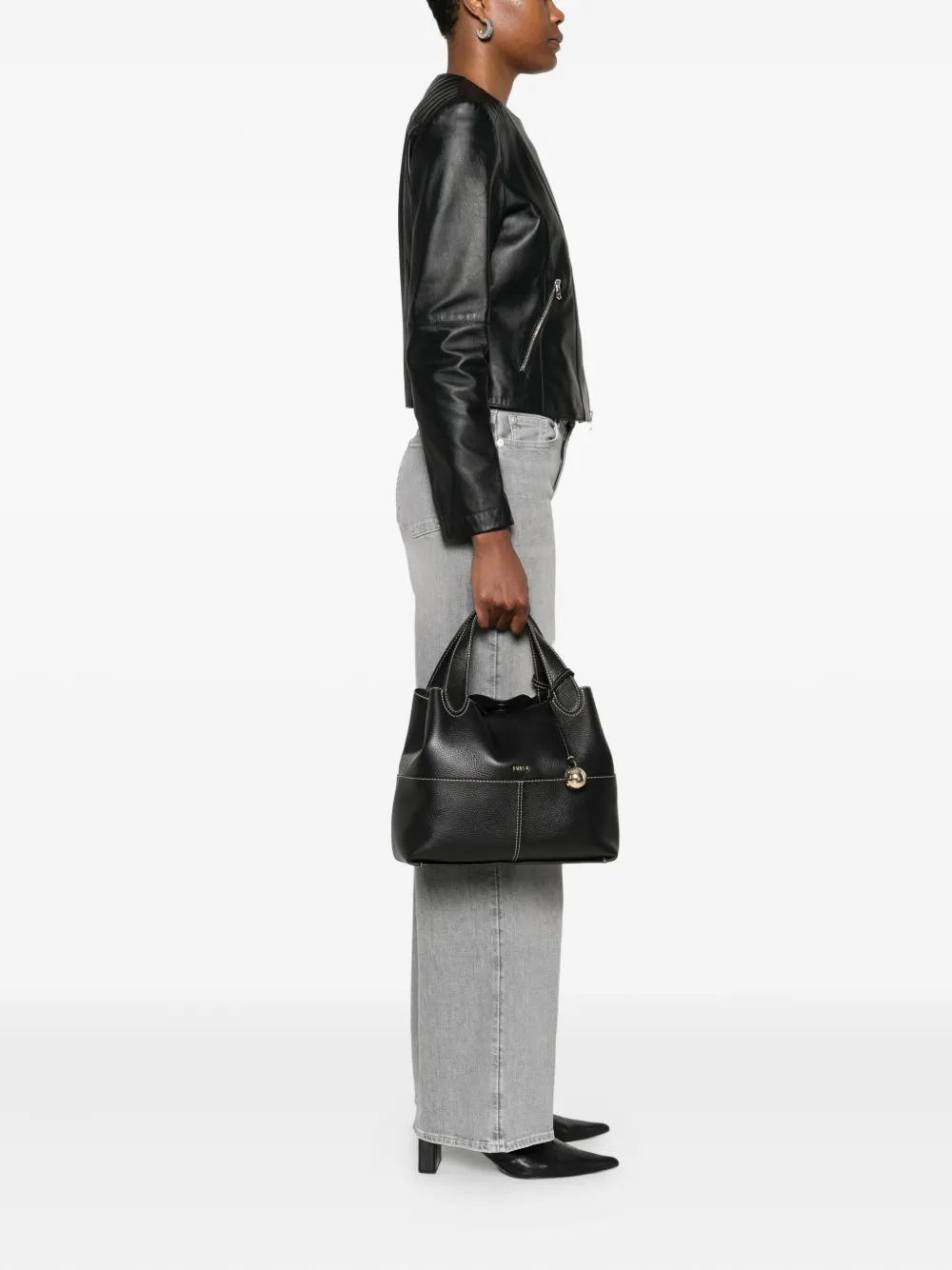 Furla Shopper met logo Zwart