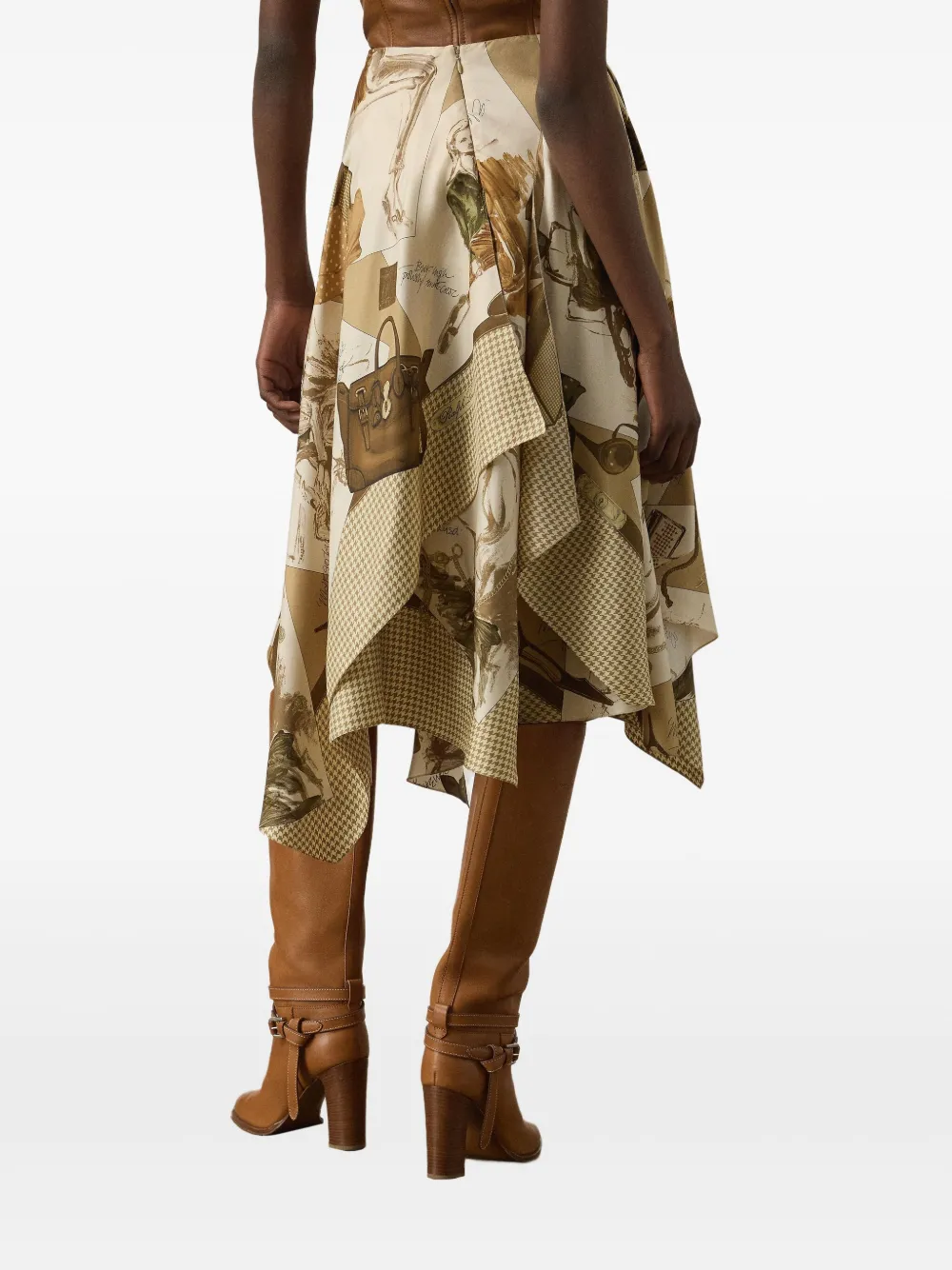 Ralph Lauren Collection Zijden asymmetrische midi-rok Beige