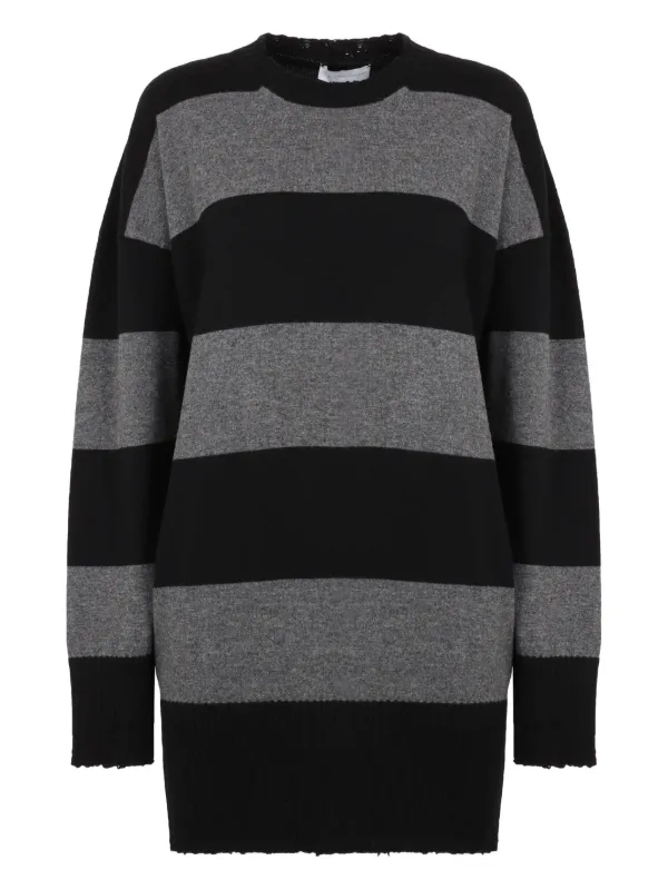 black knitted long sleeve dress TOTEME - Crinkled knit long-sleeve dress Black - M main image 1