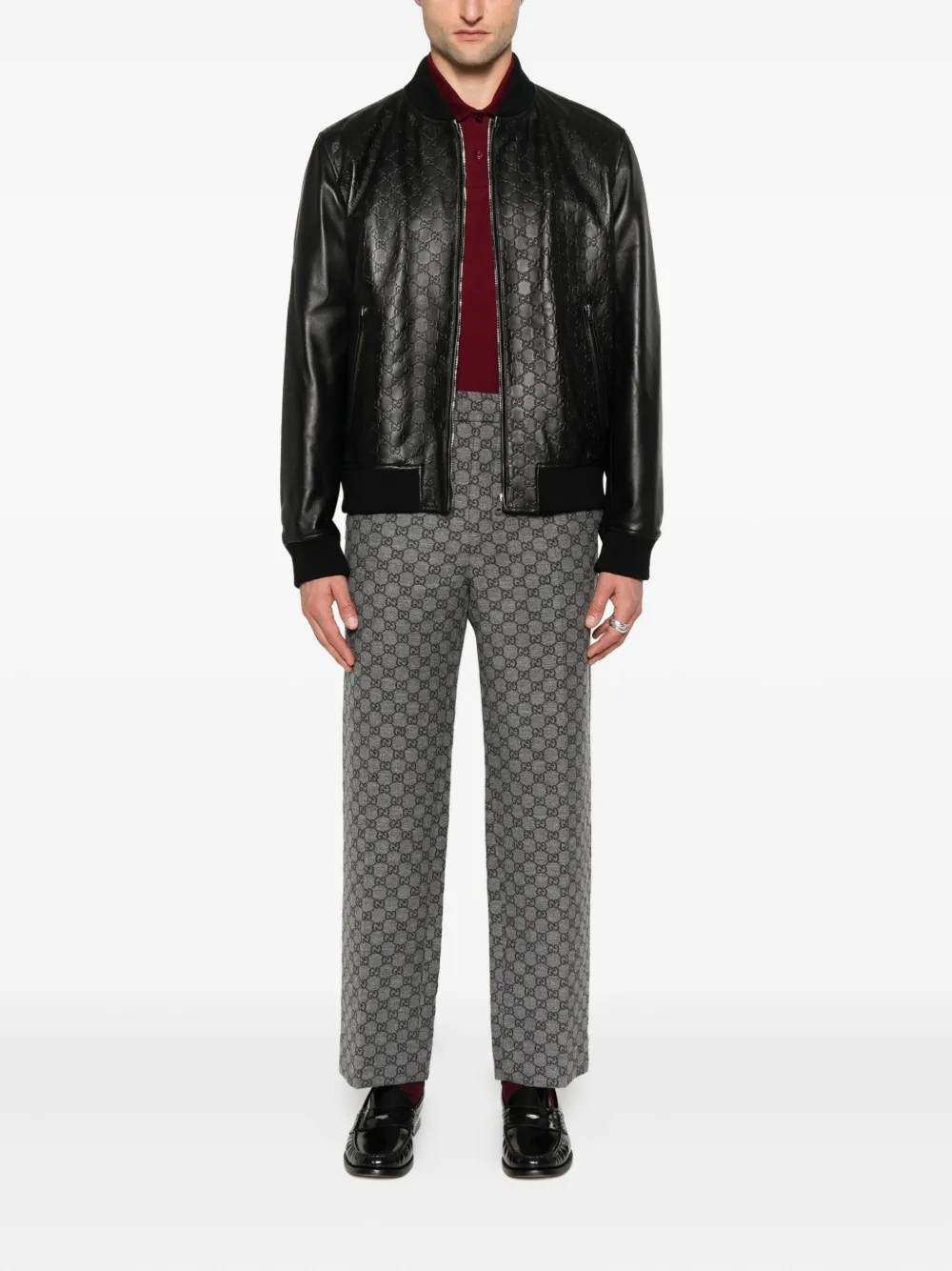 Gucci Wollen broek met GG-patroon Grijs