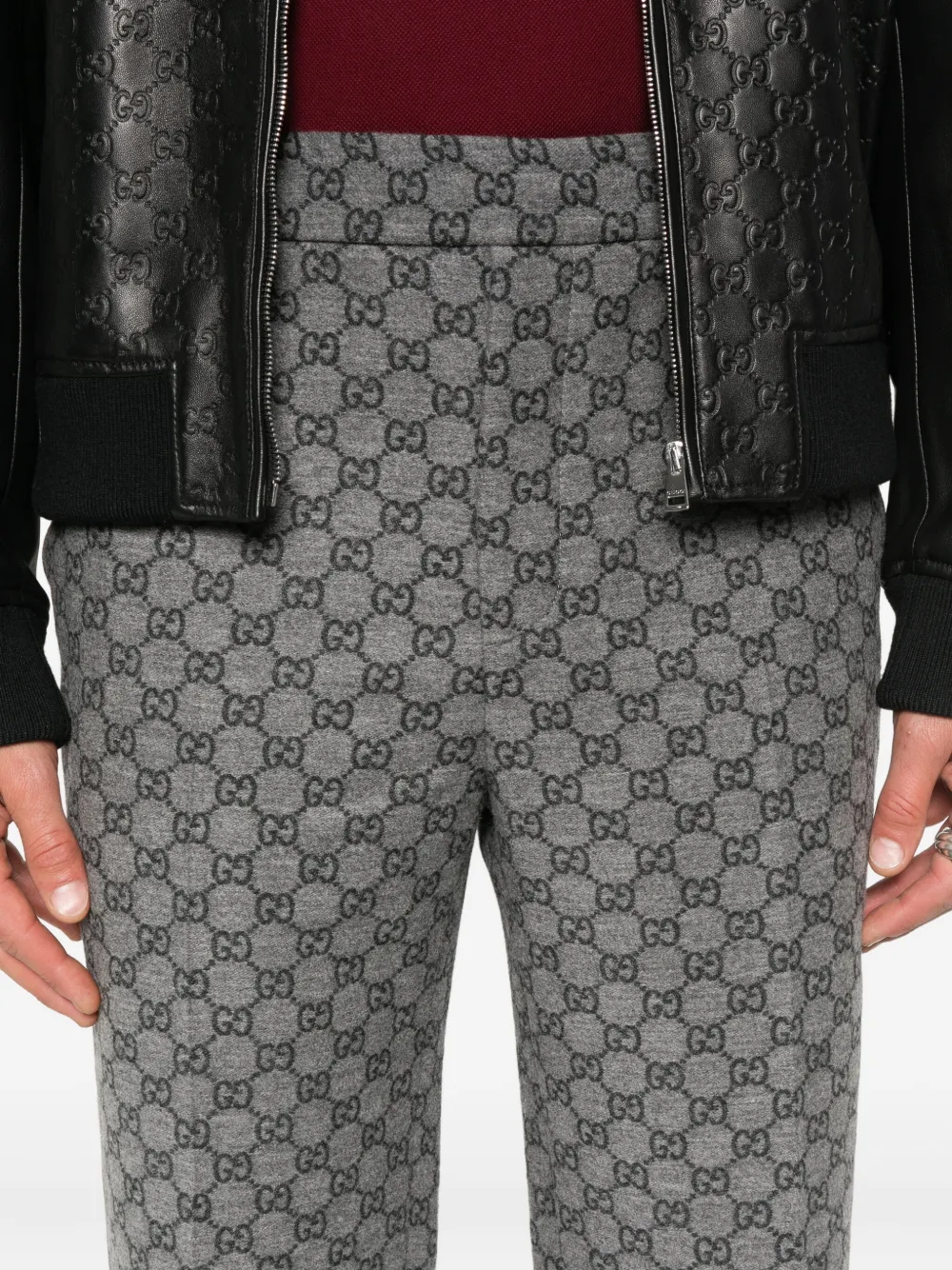 Gucci Wollen broek met GG-patroon Grijs