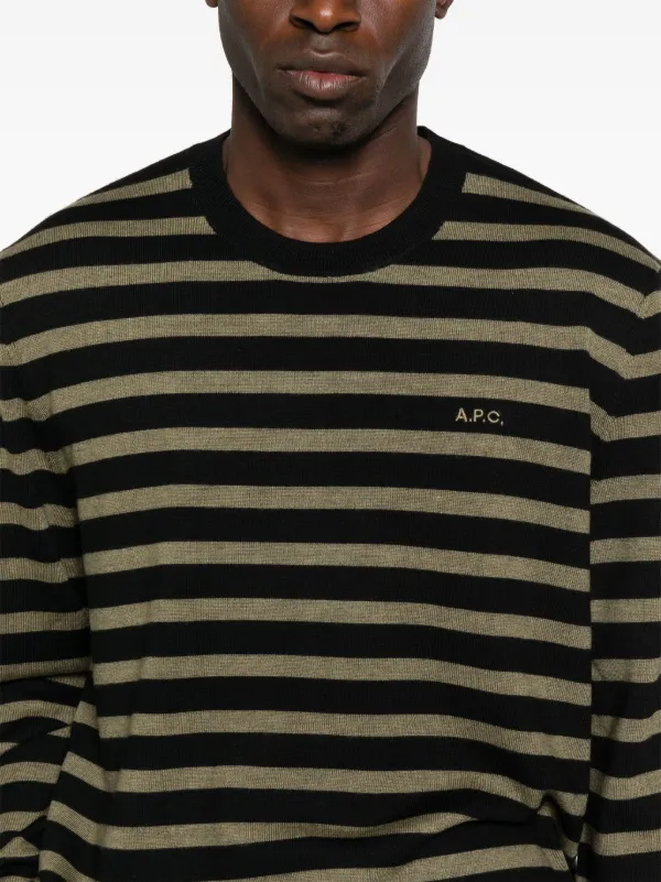A.P.C. ストライプ プルオーバー | ブラック | FARFETCH JP