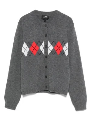 A.P.C - A.P.C.クールネックカーディガン　グレー　S wool 新品 A.P.C.クールネックカーディガン グレー S wool 新品