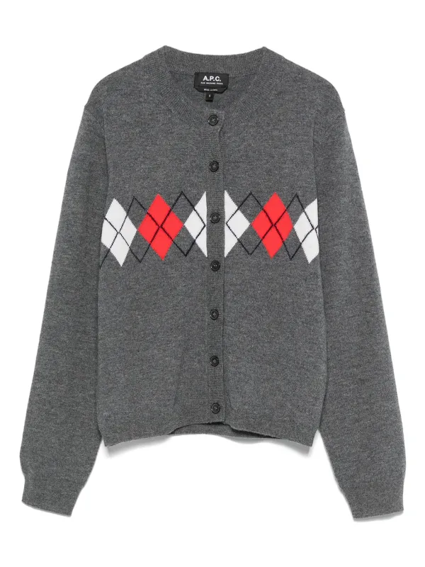 ◆ 超美品　A.P.C. ウールニットカーディガン　アーペーセー　APC MHL A.P.C. ウール カーディガン | グレー | FARFETCH JP