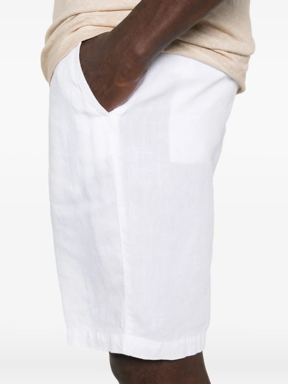 120% Lino Embroidered Linen Shorts In White