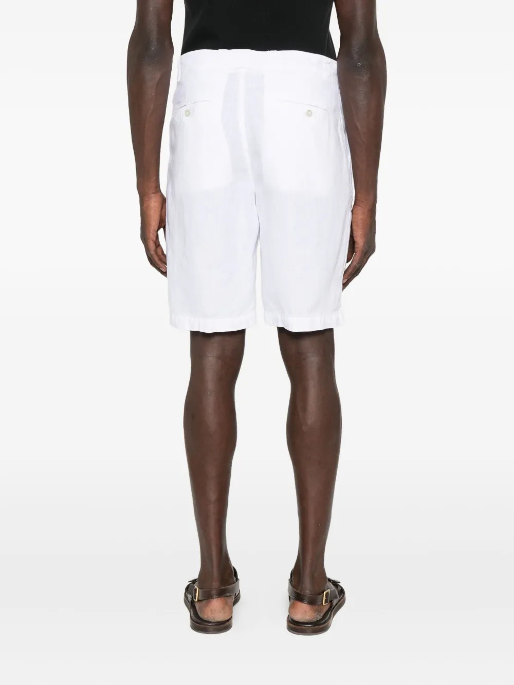 120% Lino Embroidered Linen Shorts In White