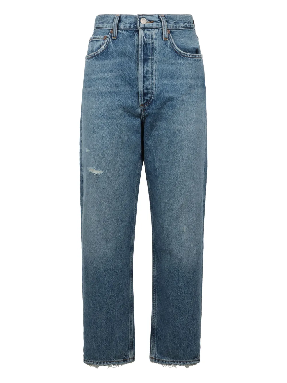 AGOLDE frayed-hem five-pocket jeans Blauw