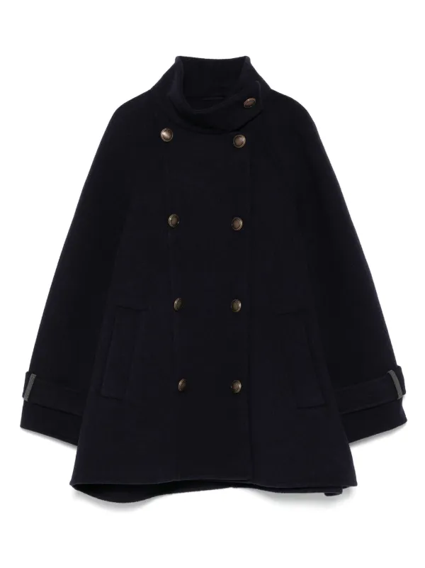 コート BRUNELLO CUCINELLI Double-breasted coat in virgin wool and c Double-breasted wool coat in grey - Brunello Cucinelli