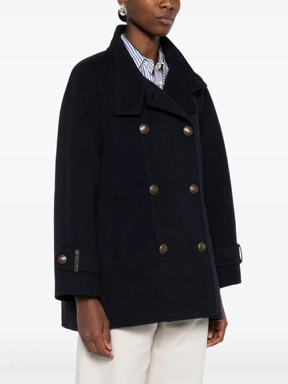 Brunello Cucinelli double-breasted coat Blauw
