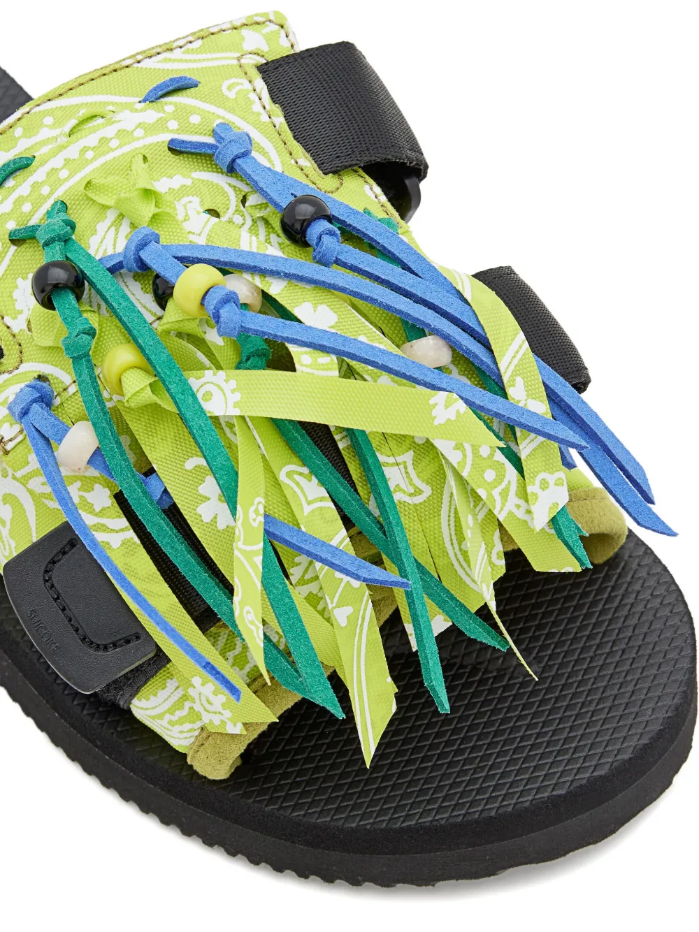 Alanui X Suicoke Paisley-print Fringed Sandals In Green
