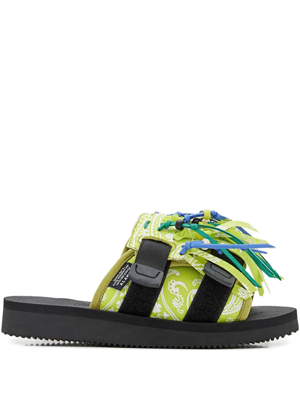 Alanui X Suicoke Paisley-print Fringed Sandals In Green
