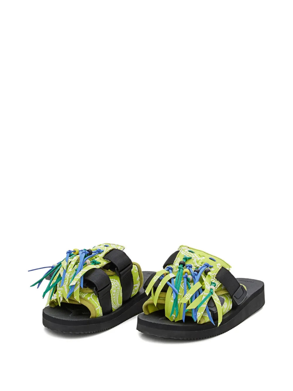 Alanui X Suicoke Paisley-print Fringed Sandals In Green