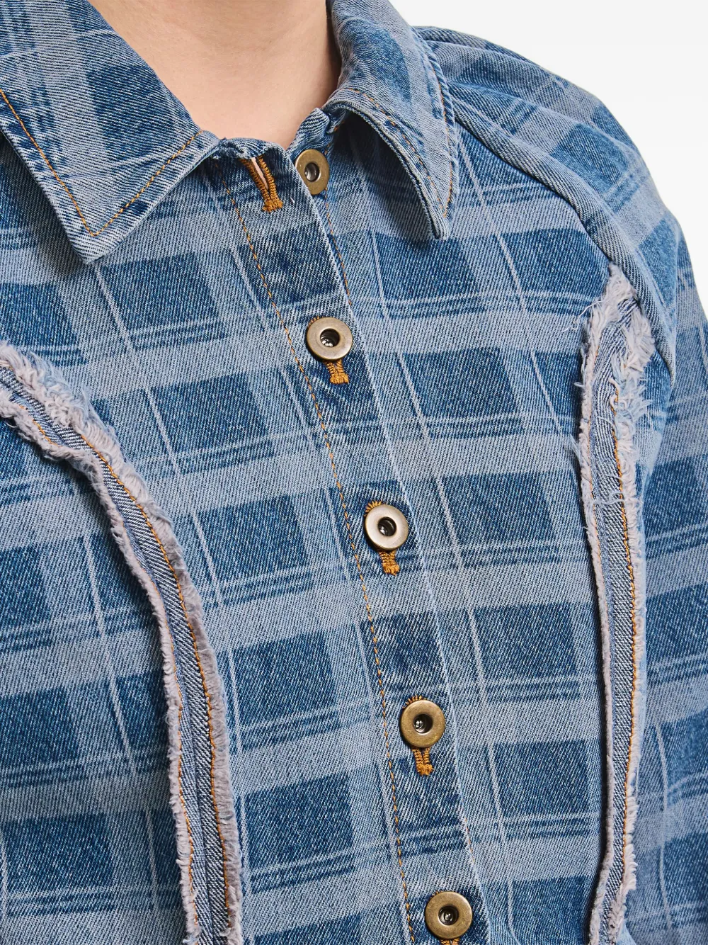 Molly Goddard checked denim jacket BLUE AND GREEN